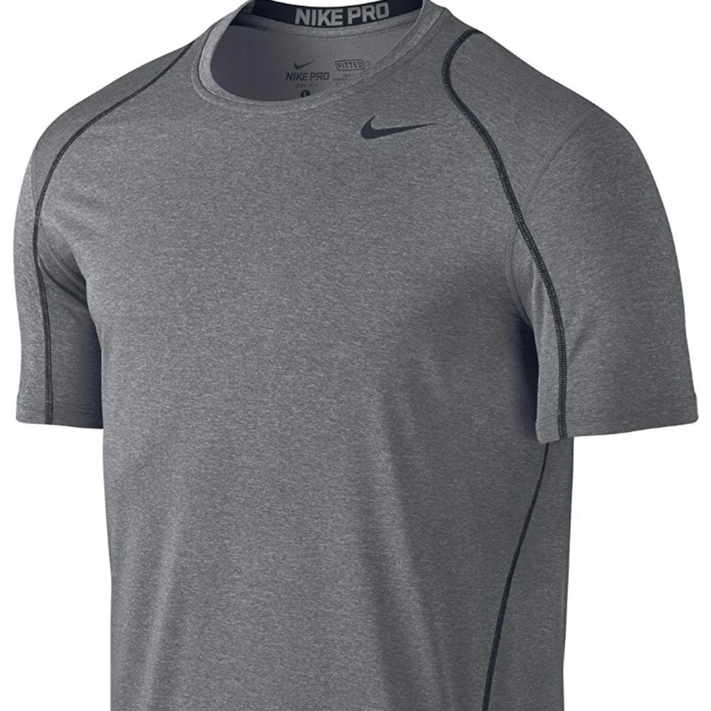 Nike Pro Fitted Short Sleeve Shirt Grey Heather